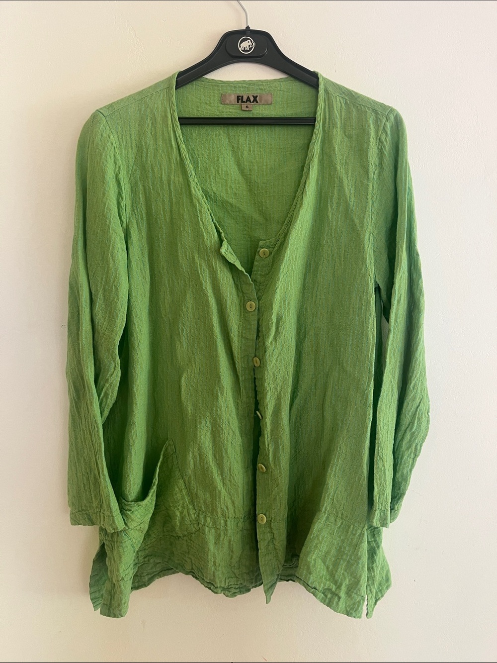 Flax Green Lime Button-Front Linen Women's Top Blouse